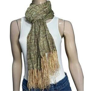 Mucros Weavers Workshop Jameson Womens Green Irish-Made Wool Alpaca Fringe Scarf